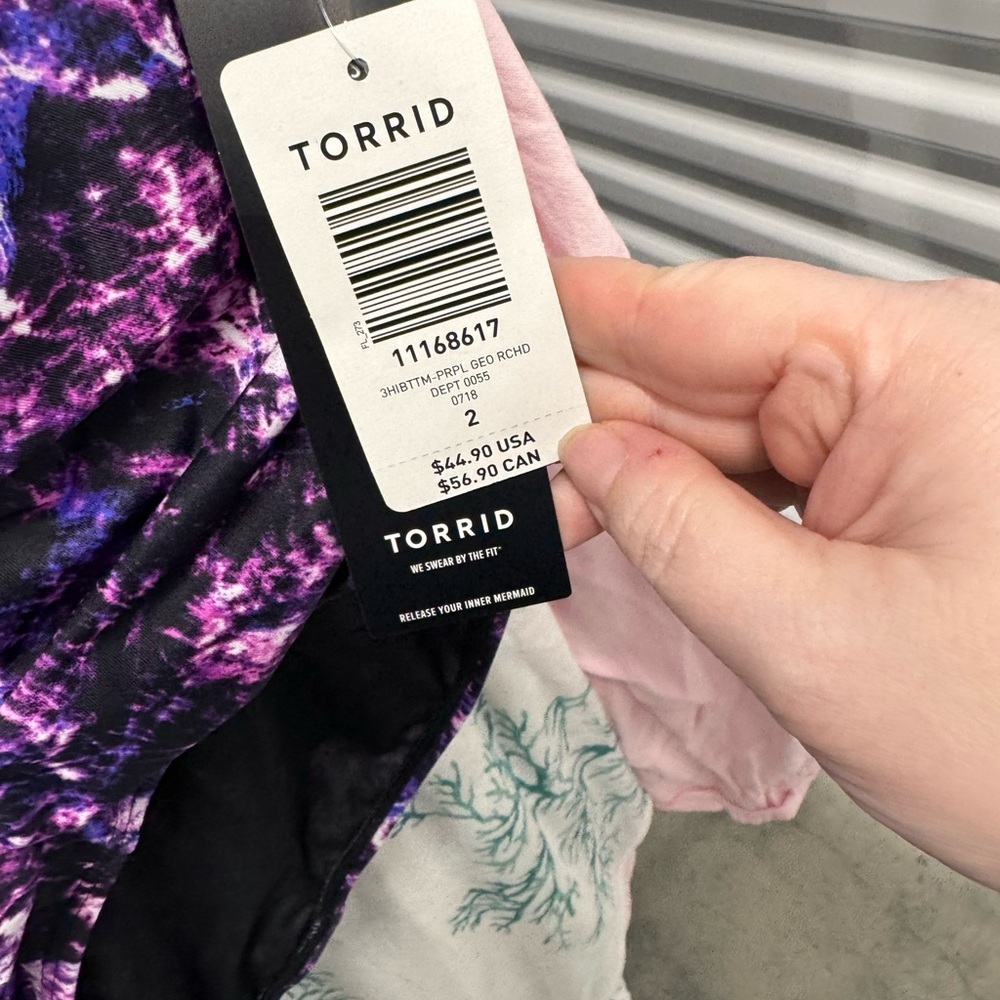 Torrid | High-Waist Swim Bottoms in Purple Print | size 2 - Picture 4 of 5